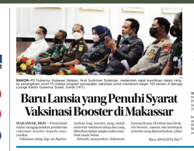 Baru Lansia yang Penuhi Syarat Vaksinasi Booster di Makassar