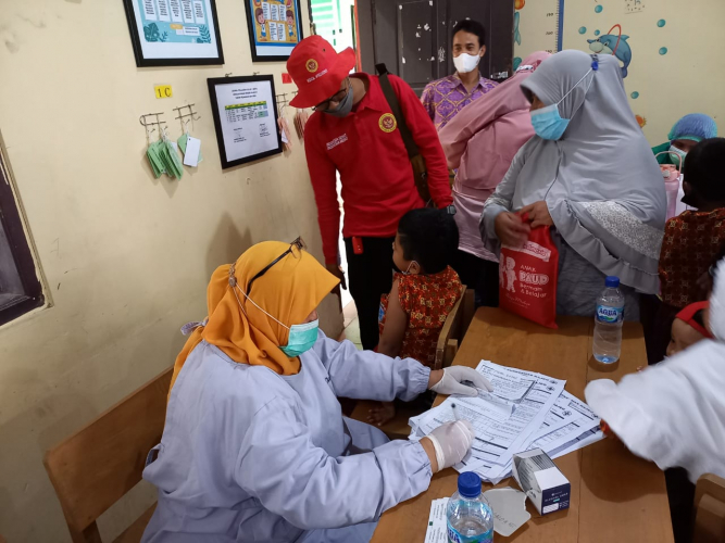 Antusiasme Anak Usia 6-11 Tahun Mengikuti Vaksinasi Oleh Binda Banten