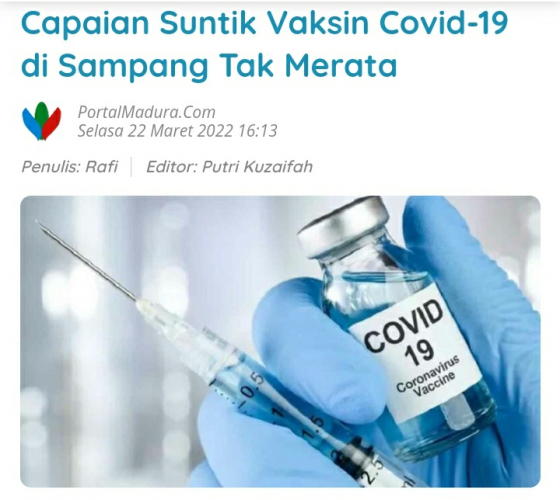Target Capaian Suntik Vaksin Covid-19 di Sampang Tak Merata